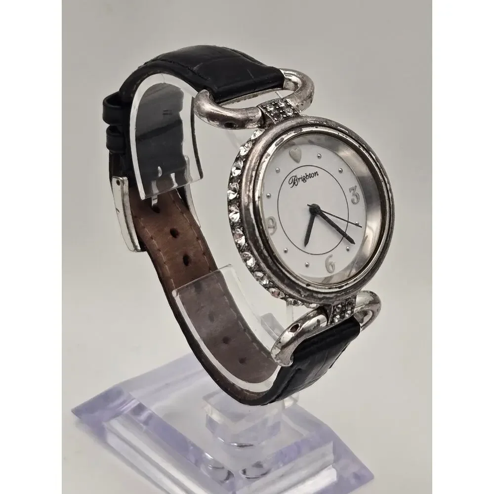 Brighton Cologne Watch, Silver-Tone Case, Leather Band